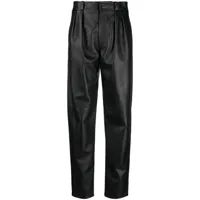 ralph lauren collection pantalon droit en cuir à taille haute - noir