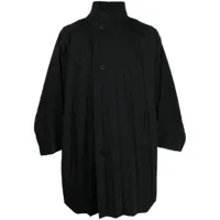 homme plissé issey miyake manteau boutonné à design plissé - noir