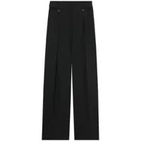 low classic pantalon de tailleur en laine à taille haute - noir