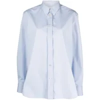 studio nicholson chemise en coton bissett à manches longues - bleu