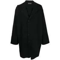 yohji yamamoto manteau boutonné à capuche - noir