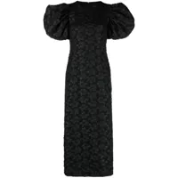 rotate birger christensen robe mi-longue à fleurs en jacquard - noir