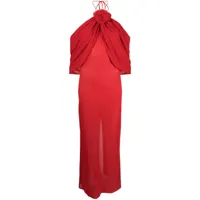 magda butrym robe longue en soie à appliqué fleur - rouge