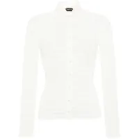 tom ford cardigan en maille pointelle à col polo - blanc