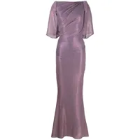 talbot runhof robe longue en soie à effet plissé - violet