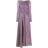 talbot runhof robe longue à design plissé - violet