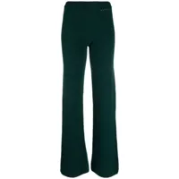 ermanno firenze pantalon évasé à logo brodé - vert