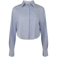 simkhai chemise crop renata en coton à rayures - bleu