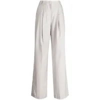 low classic pantalon de tailleur en laine à plis - gris