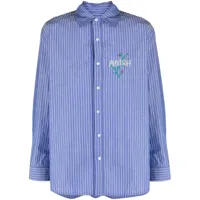 adish chemise en coton à fines rayures - bleu