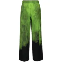 victoria beckham pantalon ample en soie à imprimés - vert