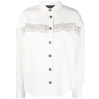 rotate birger christensen chemise en coton à ornements en cristal - blanc