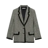 alessandra rich blazer en tweed à simple boutonnage - gris