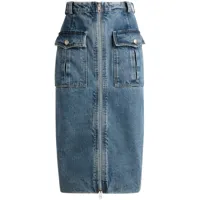 bally minijupe en jean à détails de zips - bleu