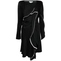 victoria beckham robe mi-longue drapée à design asymétrique - noir
