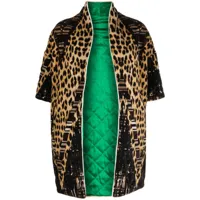 pierre-louis mascia veste kimono réversible à imprimé léopard - marron