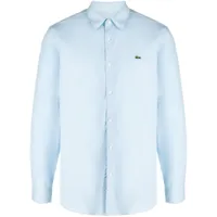 lacoste chemise en popeline de coton à logo brodé - bleu