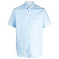 lacoste chemise en coton à col italien - bleu