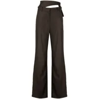 system pantalon de tailleur à détails de découpes en laine - marron