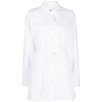 alexander wang robe-chemise ceinturée à logo brodé - blanc