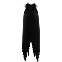 styland robe courte plissée à détails de plumes - noir