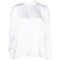 styland blouse texturée à col lavallière - blanc