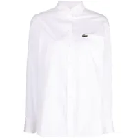lacoste chemise en coton à patch logo - blanc