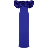 rebecca vallance robe longue cora à appliques fleur - bleu