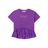 pucci junior t-shirt en coton à logo strassé - violet