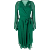 alberta ferretti robe mi-longue en soie à design asymétrique - vert