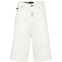 philipp plein short en jean à plaque logo - blanc