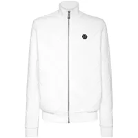 philipp plein veste zippée à patch logo - blanc