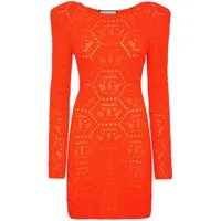philipp plein robe courte à motif monogrammé - orange