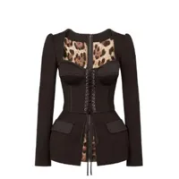 dolce & gabbana cotton and satin top with laces and eyelets - noir