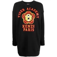 kenzo robe-sweat tiger academy à coupe courte - noir