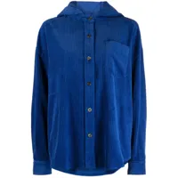 studio tomboy chemise en velours côtelé à capuche - bleu