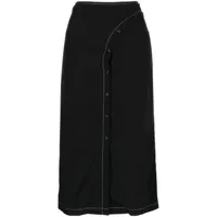 low classic jupe mi-longue boutonnée - noir