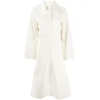 low classic robe mi-longue en coton à détails plissés - blanc