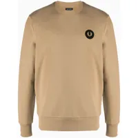 fred perry sweat à patch logo - marron