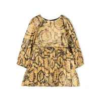 versace kids robe mi-longue à imprimé barocco - or