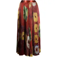 ulla johnson jupe plissée rami à taille haute - rouge