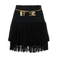 elisabetta franchi minijupe en tweed à franges - noir