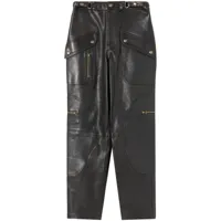 re/done pantalon en cuir racer à coupe fuselée - noir