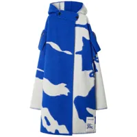burberry cape en laine à logo ekd - bleu