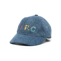 a.p.c. casquette à logo imprimé - bleu