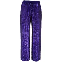 p.a.r.o.s.h. pantalon droit à ornements en sequins - violet