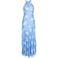 loveshackfancy robe longue brinda à fleurs imprimées - bleu