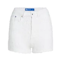 karl lagerfeld jeans short en jean texturé à taille haute - blanc