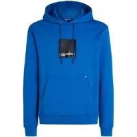 karl lagerfeld jeans logo-print drawstring hoodie - bleu