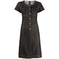 chanel pre-owned robe en jean à boutons à logo - noir
